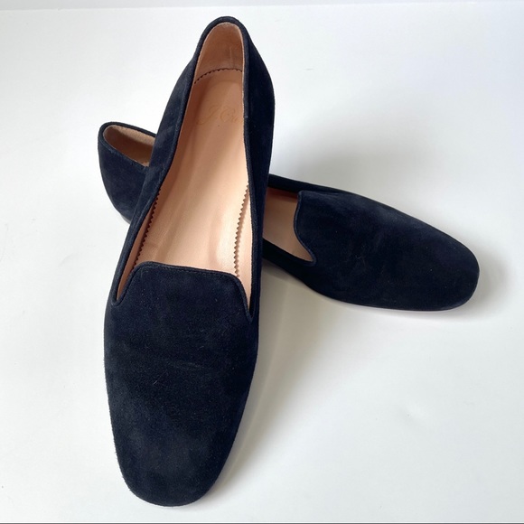 J Crew Addie Suede Black Slip On Loafers